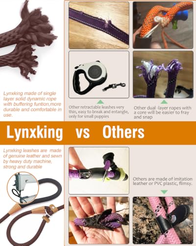 Dog Leash Slip Lead Braided Rope Pet Training Loop Leashes 5ft 6ft 8ft - color: Brown