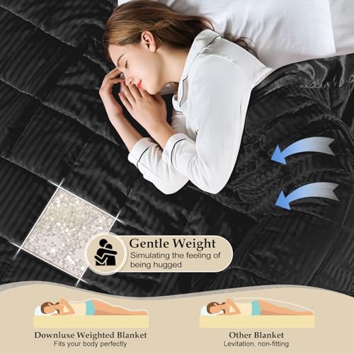 downluxe Weighted Blanket King Size, 18 lb Weighted Blanket with Glass Beads for All Season, Machine Washable Heavy Blanket (Black, 108 X 90 Inch) - color: Black, size: Weighted King,18lb