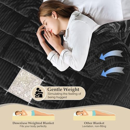 downluxe Weighted Blanket King Size, 18 lb Weighted Blanket with Glass Beads for All Season, Machine Washable Heavy Blanket (Black, 108 X 90 Inch) - color: Black, size: Weighted King,18lb