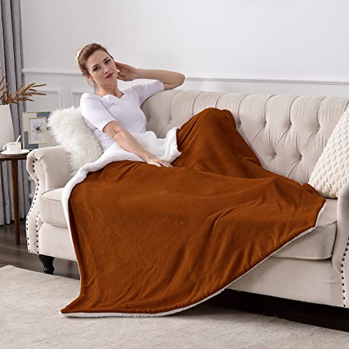 SOCHOW Sherpa Fleece Fall Throw Blanket, Caramel, 50x60 inches - color: Caramel, size: 50"×60"