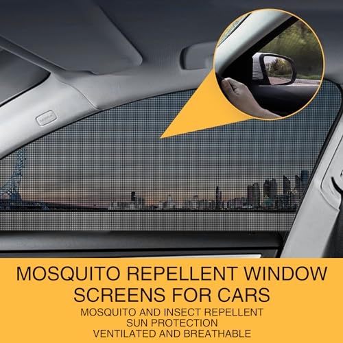 4 PCS Car Side Window Shades, Sunshade Screen Window Mesh, Elastic Light-Blocking Curtains, Breathable Sunscreen Net, Universal for Most Cars, SUVs (Black #369)