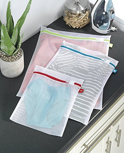 Whitmor Color Coded Zippered Mesh Wash Bags (3 Piece Set) - size: Large MESH WASH BAG S/3