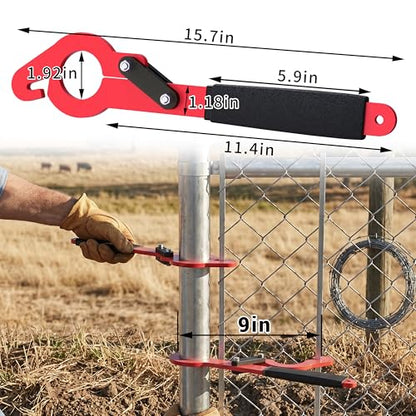 Chain Link Fence Stretcher Tool, Fits 1-7/8" OD Posts, Wire Puller Stretcher & Fence Tensioner for Woven Wire Fence, 9” Pull Range, One-Person Operation, 1 Pack - color: 1 Pack, size: 1-7/8'' OD