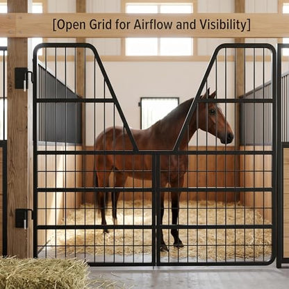 Welded Horse Stall Door, 52 x 42in Stall Guards for Horses with Two-Way Opening, Heavy Duty 0.8in Stall Gate, Stronger Horse Stall Guard Ideal for Standard Barn Doorways and Equestrian Properties