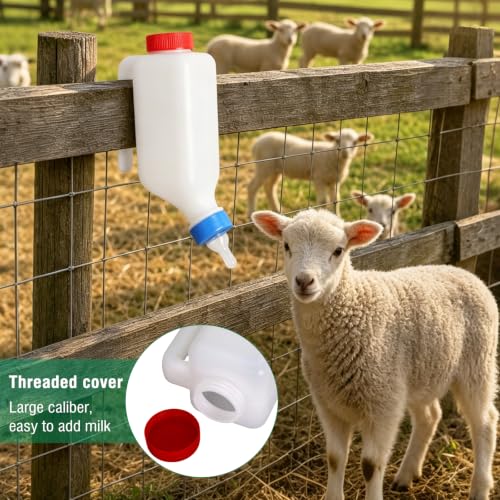 Lamb Bottle Goat Nipples 800ml Baby Goat Nursing Bottles & Replacement Nipples Hang Upside Down Livestock Milk Bottle Bottles for Fawns Sheep (2pcs Bottles+2pcs Nipples) - color: 2pcs bottles+2pcs Nipples
