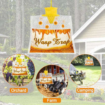 6 Pack Disposable Wasp Traps Outdoor Hanging Bags - size: 6 Pack
