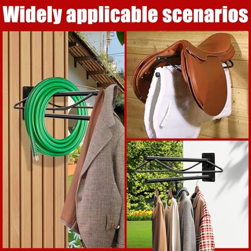 2Pcs 23.8" L x12.6 W x7.5 H Saddle Rack with Pad Bar Heavy Duty Wall Mounted Saddle Rack Suitable for English and Western Saddles Horse Stall Barn Trailer Tack Room Black - color: One Bar-2PCS