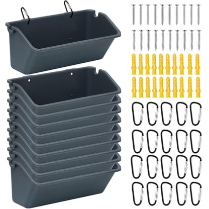 Wenqik 10 Pack Chicken Feeder,5 Quart Hanging Goat Waterer,Dark Gray - color: Dark Gray