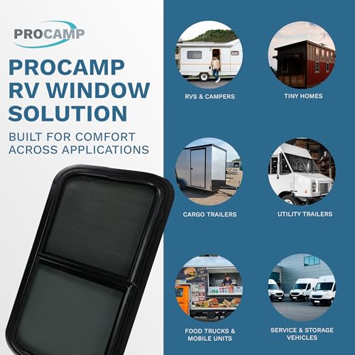 ProCamp RV Window 35x22 | Horizontal Slider, Screen & Trim Ring