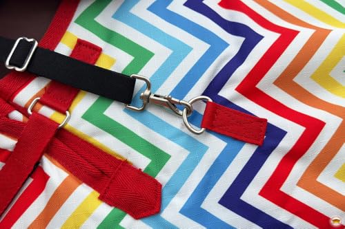 HILASON 1200D Winter Waterproof Poly Horse Hood Turnout Neck Blanket Belly Wrap Rainbow Zigzag | Blankets for Horses