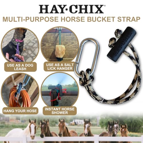 hay chix 14-Inch Horse Bucket Strap | Adjustable Stall Hanger, Leopard - color: Leopard