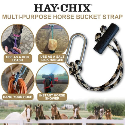 hay chix 14-Inch Horse Bucket Strap | Adjustable Stall Hanger, Leopard - color: Leopard