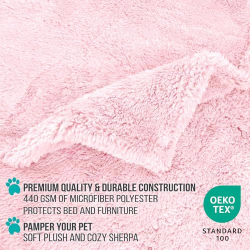 PetAmi Fluffy Sherpa Waterproof Dog Blanket for Large Pet Cat, 60x80, Pink - color: Pink, size: X-Large (60x80)
