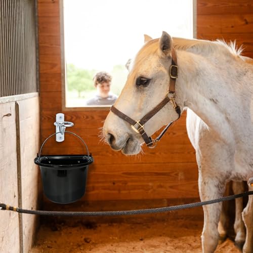 Cididu 10 Pack Bucket Hooks for Horses, Metal Water Bucket Hangers with Screws, Heavy Duty Wall Mount Feed Bucket Holder for Horse Stalls Stable Livestock Barn Farmhouse Supplies