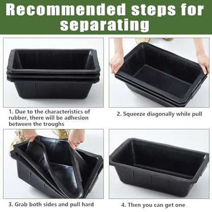 Sadnyy 3 Pcs Rubber Feeder Pan, Horse Feed Bucket Rubber Feed Pan Large Utility Heavy Duty Horse Trough Feeder for Goats Horses Livestock Animal Feeding (10.56 Qt/ 2.5 Gallon) - size: 10.56 Qt/ 2.5 Gallon