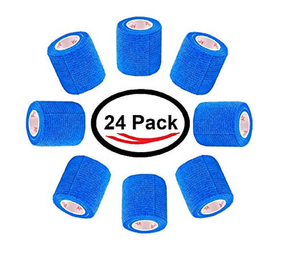 2 Inch Self Adhesive Bandage Wrap & Athletic Tape - 24Pk, Blue - color: Blue, size: 24 Rolls