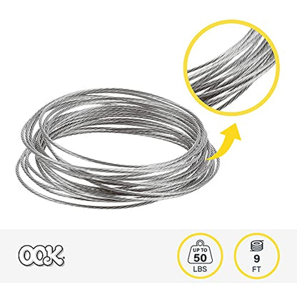 OOK 50114 50-Pound 9-Feet Dura Steel Stainless Steel Hanging Wire - color: Silver, size: 9'