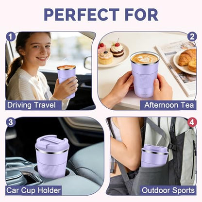 MOMSIV 17oz Travel Coffee Mug, Insulated Coffee Cup with Leakproof Lid - color: B-Purple Taro-17oz