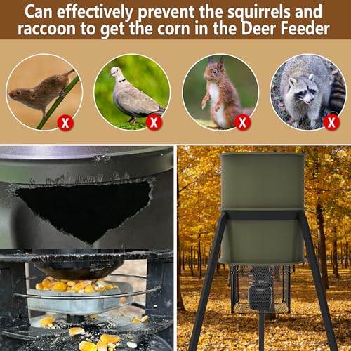 Deer Feeder Varmint Guard, 14.5” x 12.5” Square Varmint Cage for Feeders | All-Metal Deer Feeder Cage, Protective Cages for Feeder Keeping Wildlife Away Outdoor Hunting (Square) - color: Square