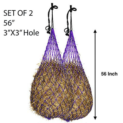 Majestic Ally Hay Net, Set of 2, Length - 54”, Holes 3"x3" for Horses - color: Purple