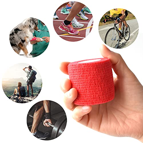 2 Inches Self Adhesive Bandage Wrap Cohesive Wrap, 9 Pack, Red - color: Red, size: 2 Inch