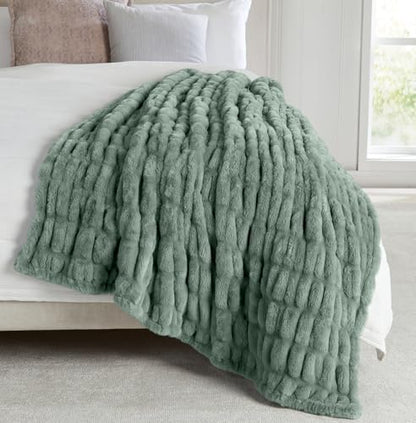 Springtree Home Luxury Micro Plush Throw Blanket | Thick Faux Fur | Green | Lily Collection | 50" x 60" | Green Blanket | Ultra Plush - color: Lily Pad, size: 50" x 60" (Medium)
