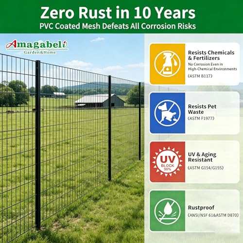 Amagabeli Black Coated Welded Wire Fence 2 inch x 3 inch 24inch x 50ft 16 Gauge Garden Fence Chicken Wire Fencing Roll PVC Vinyl Coating Metal Wire Flower Bed Dog Barrier Plant Poultry Netting Cage - color: Black, size: 2''x3'' 16GA 24''x50'