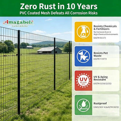 Amagabeli Black Coated Welded Wire Fence 2 inch x 3 inch 24inch x 50ft 16 Gauge Garden Fence Chicken Wire Fencing Roll PVC Vinyl Coating Metal Wire Flower Bed Dog Barrier Plant Poultry Netting Cage - color: Black, size: 2''x3'' 16GA 24''x50'