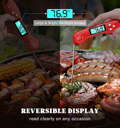 DOQAUS Digital Meat Thermometer, Instant Read Food Thermometer for Cooking - color: Light Red, size: 1 Pack (4.6 Inches Probe)