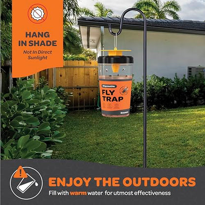 Fly Traps Outdoor [Set of 2] with Dissolvable Non-Toxic Bait - Reusable Hanging Bug Catcher Killer for All Flies for Outside Bug Control Patios, Barns, Ranches Etc. Hanging Fly Traps with Tie Included - style: 2 Traps