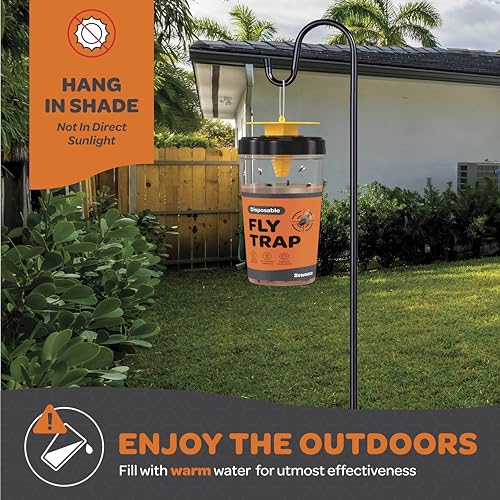 Fly Traps Outdoor [Set of 3] with Dissolvable Non-Toxic Bait - Reusable Hanging Bug Catcher Killer for All Flies for Outside Bug Control Patios, Barns, Ranches Etc. Hanging Fly Traps with Tie Included - style: 3 Traps
