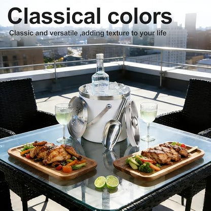 3L Insulated White Ice Bucket for Parties with lid for Cocktail Bar - color: White