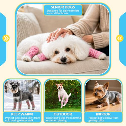 ROZKITCH 4PCS Dog Sleeves for Legs to Prevent Licking - color: GreyLeopard, size: M-Leg Girth: 2.67in
