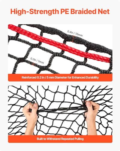 VEVOR Round Bale Hay Net, 4.92 x 4.92 x 4.92 ft, 1.5 inch Holes, PE Material, Knotless Design, with Zip Ties, Needle Shuttle, Repair Twine and Storage Bag, Slow Feeder Round Bale Net for Horses - size: 4.92 x 4.92 x 4.92 ft