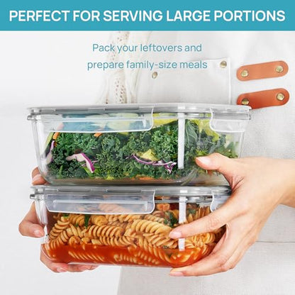 Vtopmart 2Pack 1860ml/63oz Large Glass Storage Containers With Lids, Grey - color: Grey, size: 63oz