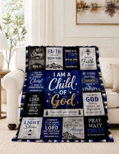 Christian Gifts for Men, Religious Blanket, Baptism | I Am a Child of God Blanket,Birthday Gifts for Men Son Father, Christian Blanket for Men, Christian Stuff 50*60 - color: God Men