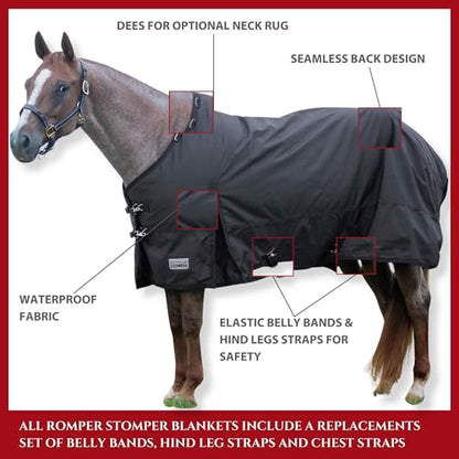 Jeffers Romper Stomper Horse Turnout Blanket, 1680D, 0g Fill | Brown | 69" - size: 69"