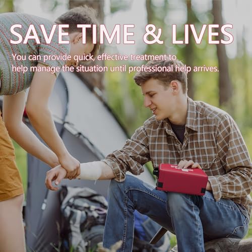 First Aid Kit, Upgrade Trauma First Aid Kit with Labelled Compartments -Emergency Medical Kits with Molle System First Aid Kits for Car, Home, Hiking, Camping and Outdoor Emergencies -216 Pieces - size: Standard Kit