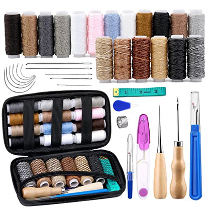BUTUZE Upholstery Repair Kit, Leather Sewing Kit, Sewing Waxed Thread - size: 37 Pcs