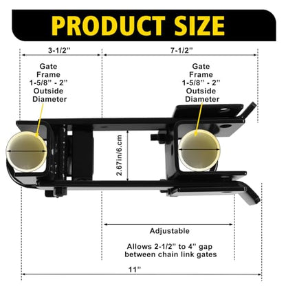 Chain Link Commercial Strong Arm Double Gate Latch 1-5/8" Thru 2" - color: Black