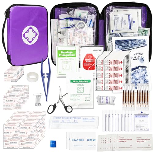 Small-Campact First-Aid Kit-Refill Supplies-Basic Emergency-Essentials - 300PCS Home Essentials Emergency Accident Kits for Businesses Workplace Outside Travel Purple 1st Aid - style: 300Pcs-Purple