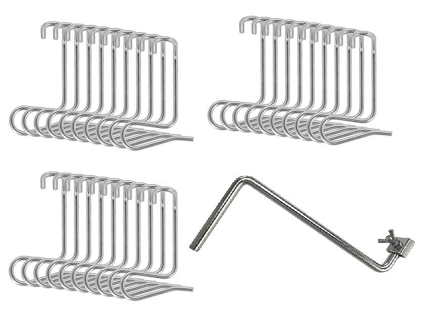 Fence Stretcher Tool Kit 30-Pack 1/4" Wire Tightener Clips + Heavy-Duty Handle for Barbed Wire, Chain Link & Farm Fencing - Rust-Resistant Tensioner for Ranch, Garden, Pasture