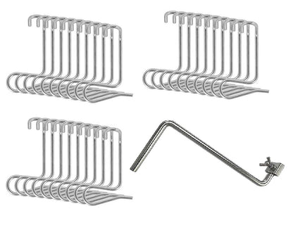 Fence Stretcher Tool Kit 30-Pack 1/4" Wire Tightener Clips + Heavy-Duty Handle for Barbed Wire, Chain Link & Farm Fencing - Rust-Resistant Tensioner for Ranch, Garden, Pasture