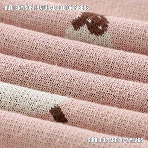Luxury Knit Baby Receiving Blanket - 100% Cotton Soft Cozy Lightweight Receiving Swaddler Blanket for Shower Gift Registry for Newborns Infants Toddlers (Sheep - Light Pink) - color: 03- Sheep - Light Pink