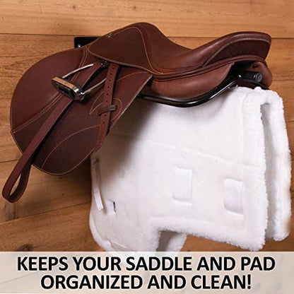 EASY-UP Saddle Rack with Pad Bar for Horse Enthusiast | Heavy-Duty Saddle Rack Wall Mount | Western & English Saddle Rack | Keeps Tack Organized - style: Mounted Rack w/Single Pad Rack