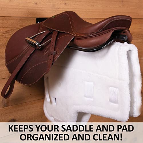 EASY-UP Saddle Rack with Pad Bar for Horse Enthusiast | Heavy-Duty Saddle Rack Wall Mount | Western & English Saddle Rack | Keeps Tack Organized - style: Mounted Rack w/Single Pad Rack