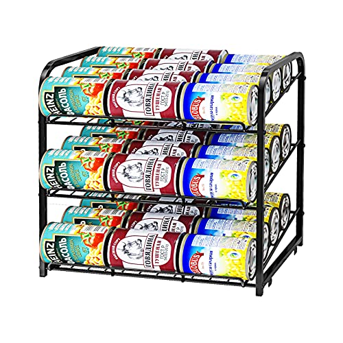 Can Rack Organizer,3 Tier Stackable Can Storage Dispenser,Black - color: Black