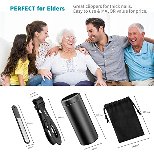 Ultra Wide Jaw Opening Nail Clippers Set, Toenail Clippers for Thick Nails, Heavy Duty Nail Cutter, Stainless Steel Toe Nail Clippers for Seniors, Men & Women Manicure,Pedicure,Big(Black) - color: Black