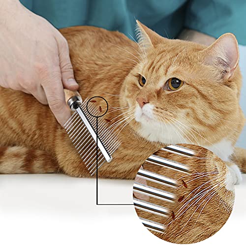 Undercoat Rake for Dogs, 2 Pack Double Coat Brush Set Long Tooth Undercoat Brush & Flea Comb, Long Hair Dog Combs for Grooming Shedding German Shepherd Horse Great Pyrenees
