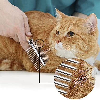 Undercoat Rake for Dogs, 2 Pack Double Coat Brush Set Long Tooth Undercoat Brush & Flea Comb, Long Hair Dog Combs for Grooming Shedding German Shepherd Horse Great Pyrenees
